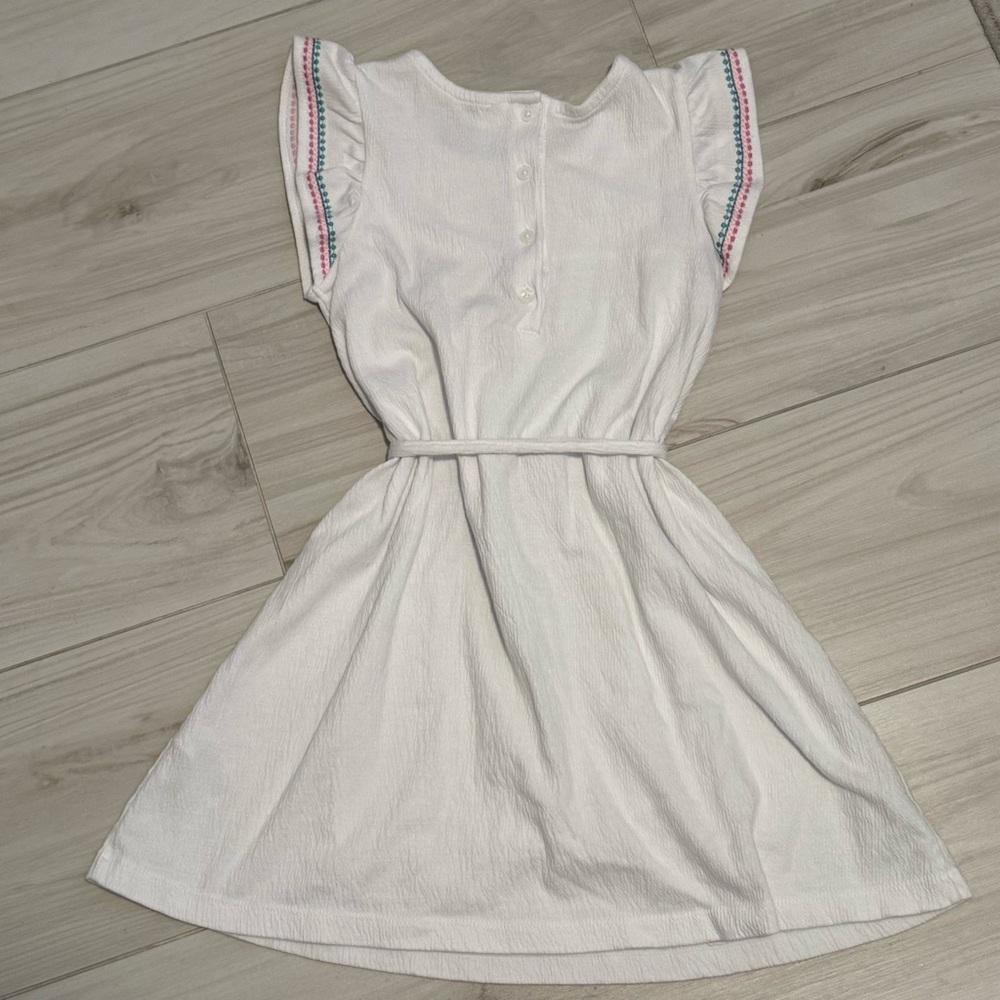 Girl's Carter's White Embroidered Short Sleeve Dress with Waist Tie Size 6 - Picture 3 of 8